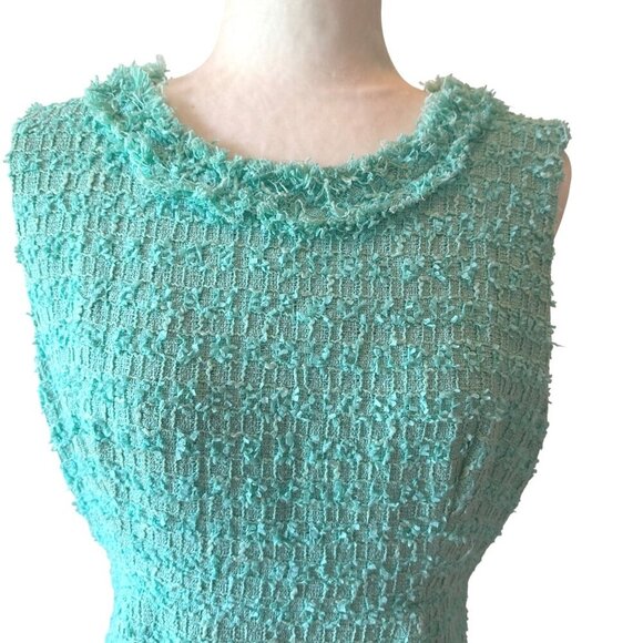 Kate Spade New York Sleeveless Tweed Textured Sheath Dress Size 12 Teal - Picture 2 of 16